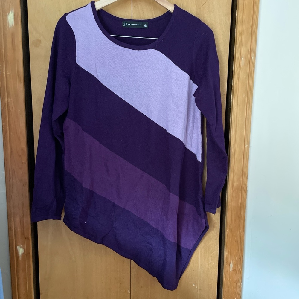New York & Company Deep Purple Knit Top